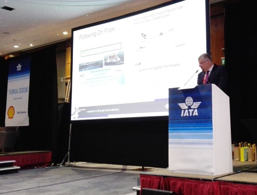 John presenting at IATA Fuel Forum London